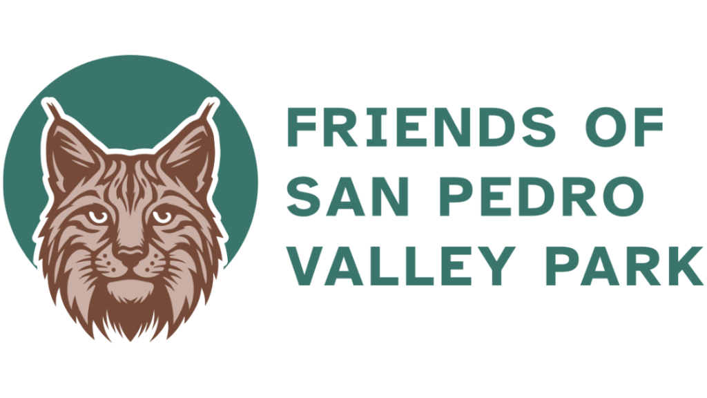 Friends of San Pedro Valley Park Bobcat logo with name in text to the right of the logo.